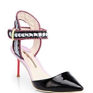 SOPHIA WEBSTER Olivia Patent Leather Black Pink Pumps Solange